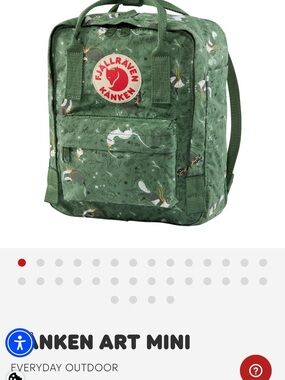 Fjallraven Kånken Art Mini Backpack in Forest Green with Nature Print